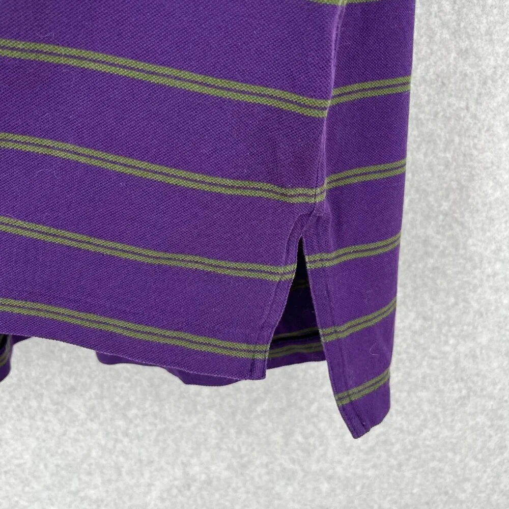 Ralph Lauren Polo Golf Shirt Size CL Purple Green Stripe Vintage Knit Casual